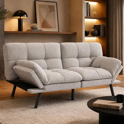 Produktbild von Makika Schlafsofa 3-Sitzer Schlafcouch Paul verstellbar mit Schlaffunktion in Grau