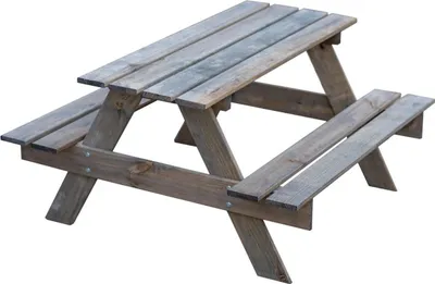 Produktbild von ITA Kindersitzgarnitur aus Holz Grau - Kinder Picknicktisch mit 2 Bänken - Kinder Sitzgruppe für Indoor & Outdoor - Qualität direkt vom Hersteller -  EU