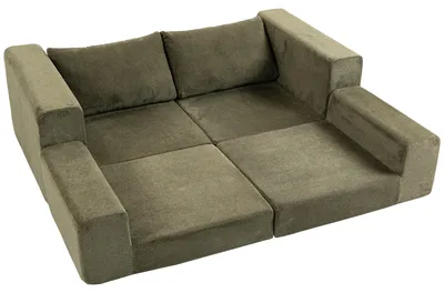 Produktbild von Schlafsofa 4-in-1 Schlaffunktion ausziehbar Klappsofa Kissen 2 Sitzer Grün