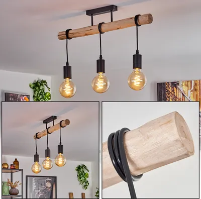 Produktbild von Tubione moderne Deckenlampe aus Holz/Metall in Natur/Schwarz