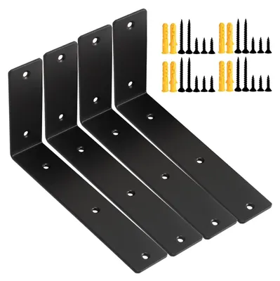 Immagine prodotto di Omgoods - 4 supporti angolari per mensole, in acciaio nero