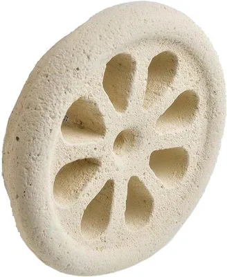 Produktbild von Einhandgefertigter Natursteinblock mit Luftstromregulierung - 15x15x3 cm - Cremesandfarbe