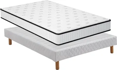 Zdjęcie produktu dla Materac z pianki TEENO i rama łóżka tapicerowana Dewinner, 140x190 cm, stelaż z 26 poprzeczek, materac dwustronny o grubości 22 cm, oddychający, zapewniający wysokie wsparcie