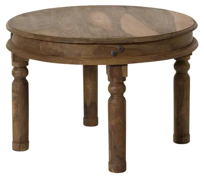 Immagine prodotto di MASSIVMOEBEL24 | Tavolino da salotto rotondo in legno di sheesham 70x70x46 oliato grigio LEEDS #04