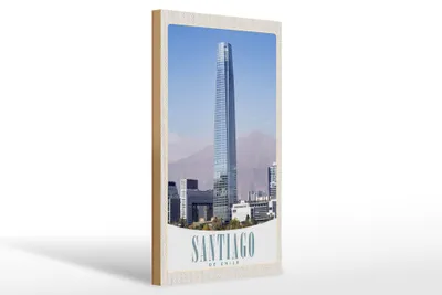 Produktbild von Holzschild Reise 20x30cm Santiago de Chile Amerika Hochhaus