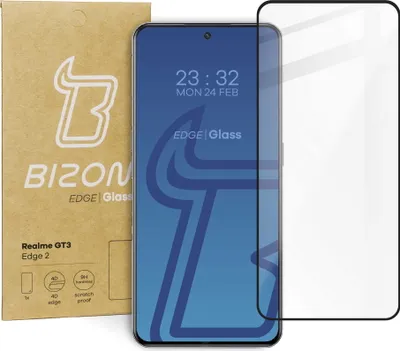 Produktbild von Bizon Glass Edge 2 Panzerglas für Realme GT3, Schwarz