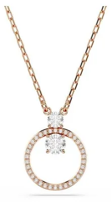 Imagen del producto de Colgante Swarovski Constella, corte redondo, color blanco, con revestimiento en aleación de oro rosa