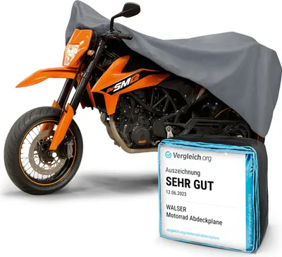 Obrázek produktu pro WALSER Plachta na motorku L, voděodolná plachta, plachta na Vespa z odolného PVC, venkovní plachta na motorku, příslušenství pro motorky, plachta na motorku šedá 250 x 100 x 130 cm