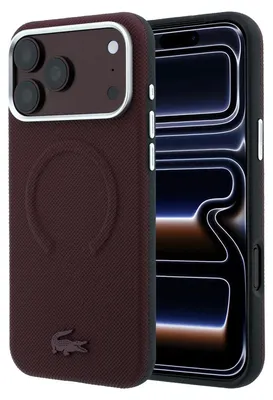 Obrázok produktu pre Lacoste PVC Petit Pique polozakrývacie puzdro s reliéfnym vzorom MagSafe pre iPhone 18 Pro Max, bordové (57983131840)
