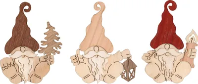 Produktbild von Drechslerei Kuhnert Baumschmuck Set - Wichtel - ca. 7 cm - aus Holz - 3 verschiedene Motive