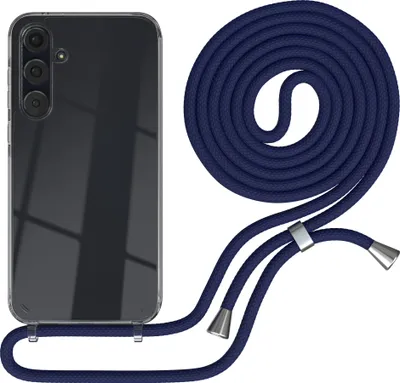 Produktbild von EAZY CASE Handykette kompatibel mit Samsung Galaxy A35, Handyhülle mit Umhängeband, Handykordel, Schutzhülle Clear, Band in Blau