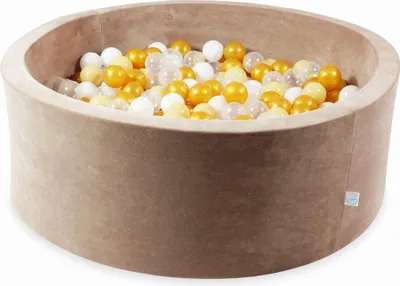 Produktbild von Trockenbecken 110x40 Velvet Soft Dark Beige mit 500 Bällen: transparent, weiß, beige, gold
