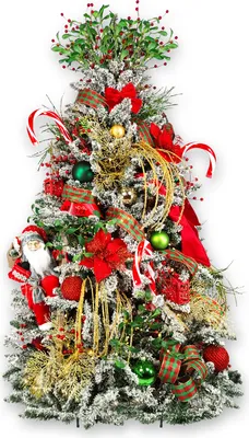 Produktbild von Dekorierter künstlicher Weihnachtsbaum mit 124 Ornamenten SANTA CLAUS 240 cm Baum mit Ständer und Weihnachtsschmuck