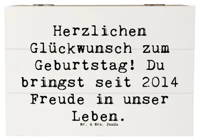 Produktbild von Mr. & Mrs. Panda Box Spruch 2014 Geburtstag Freude 22 x 15 cm - Weiß - Geschenk, schatztruhe, Jahrgang, Alter, Truhe, geschenkkiste, Jahrgangsgeburtstag, Happy Birthday