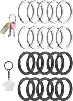 Productafbeelding van Sleutelringen Set - Ringen Kettingen - Hobby Knutselen - Veilig Plat Design - 25 mm - Zilver