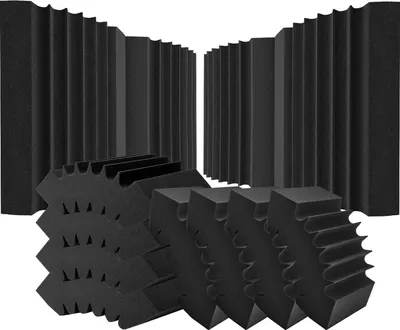 Zdjęcie produktu dla Panele akustyczne z pianki akustycznej VEVOR zestaw 4, 42x16x30cm, samoprzylepne dźwiękoszczelne panele ścienne, panel akustyczny odporny na ciepło, maty z pianki akustycznej