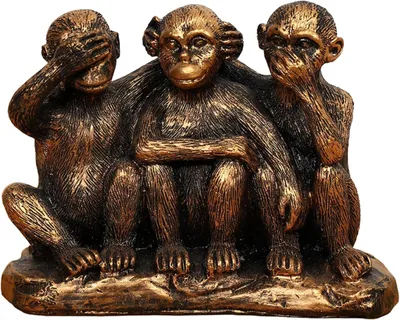 Produktbild von Set 3 Weise Affen Statue, Bronze Beschichtete Harz, Dekoration für Büro & Wohnraum
