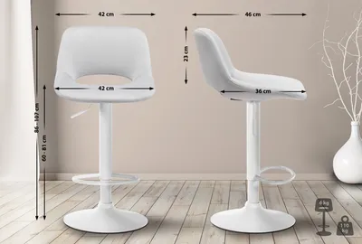 Produktbild von Barhocker HLO-CP243 Samt weiß hellgrau
