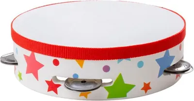 Produktbild von Bigjigs Toys Tamburin Stern aus Holz und Metall für Kinder ab 12 Monaten, 15,5x15x4,5 cm