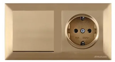 Produktbild von Schalter und Steckdose mit Rahmen Gold Optik – Unterputz IP20 für Innen – CANDELA