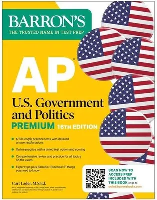 Obrázok produktu pre AP U.S. Government and Politics Premium, Sixteenth Edition: Prep Book with 6 Practice Tests + Comprehensive Review + Online Practice (2026)