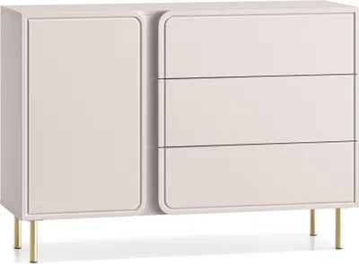 Produktbild von Selsey Loppa – Sideboard 1-türig mit 3 Schubladen, Kaschmirbeige, 120 cm