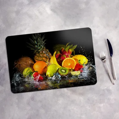 Produktbild von Tischset 6x45x30 cm Platzset Tischmatte Platzmatte Untersetzer - Farbige Früchte