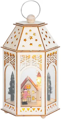 Produktbild von Weihnachtslaterne MagicHome, Holzdorf, 9x LED, warmweiß, 16,5x14x30 cm