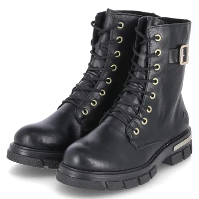 Produktbild von Rieker Damen Schnür-Stiefeletten/ Biker Boots Schwarz Kunstleder Größe: 40
