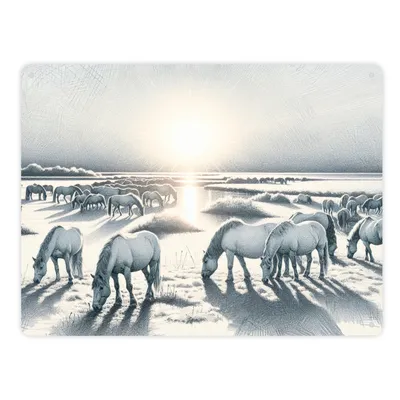 Produktbild von Landschaft mit Pferden Metallschild XXL in 28x38 cm