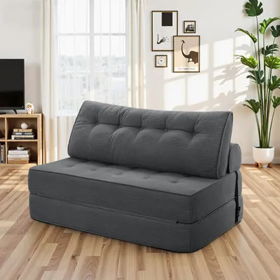 Zdjęcie produktu dla Hommpa Rozkładana sofa 180×130 cm Rozkładana sofa z poduszkami, gęsta pianka, leżak/fotel do salonu i sypialni, dla gości, szary