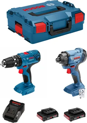 Produktbild von Bosch Professional 18V System GSB 18V-21 + GDR 18V-160 - Bohrhammer + Schraubendreher de Schlagschrauber a Akku (2 x 2.0 Ah, in L-BOXX )