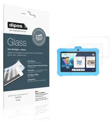 Produktbild von 2x Schutzfolie für TABTIVI K708 matt - Anti-Shock 9H Folie dipos Glass Kunststoffglas