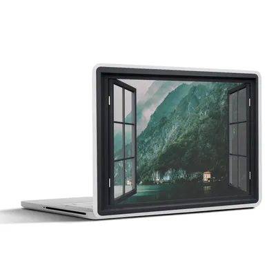 Produktbild von MuchoWow® Laptop Aufkleber Sticker Cover Aussicht - Wasser - Berg 40x30 cm - Laptop Dekoration - Selbstklebend