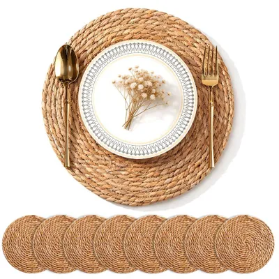 Runde Platzsets, 8er Set, 30 cm, geflochten, hitzebeständig