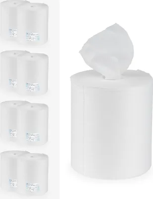 Produktbild von Reinigungstuch M-Wipes aus Spunlace 50 gsm Weiß, 17x25 cm ca. 200 Abrisse, 8 Rollen - Mank