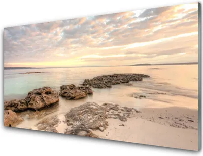 Produktbild von Acrylglasbilder 100x50 Wandbild Druck Meer Steine Landschaft