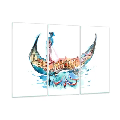 Produktbild von Bilder auf glas - Gondel Gondoliere illustration Kultur - 165x110cm - Glasbilder - Wandbilder - Kunstdruck - Wanddekoration aus Glas - Glas Bilder - Wandbild auf Glas - GCE165x110-3039