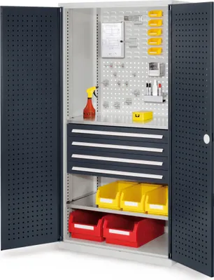 Produktbild von Kappes ®RasterPlan Schubladenschränke 1950x1000x600mm Lochplattentüren Modell 13 anthrazitgrau