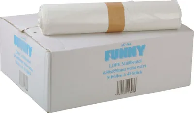 Produktbild von 360 Stück LDPE Regenerat Müllbeutel, 63x85 cm, weiß AG-864