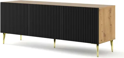 Produktbild von FURNLUX Fernsehtisch Ravenna B Beige Und Schwarz Und Gold 150cm / Hauptfarbe: Schwarz / Abmessungen: 150 x 56 x 42 cm