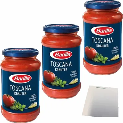 Produktbild von Barilla Sauce Toscana Kräuter 3er pack (3x400g Glas) + usy Block