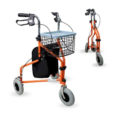 Productafbeelding van Mobiclinic, rollator, Caleta, Fatlbar, driewieler, staal, verstelbaar, mand/tas, oranje