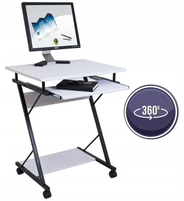 Zdjęcie produktu dla Biurko z szufladą i półkami komputerowe 60 x 48 cm kolor biały FURNITEX B4-FX