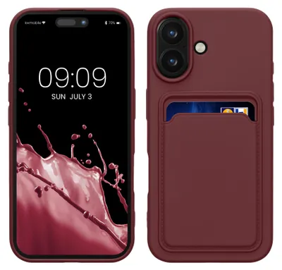 Produktbild von kwmobile Handyhülle für Apple iPhone 16 Hülle mit Kartenfach - TPU Case - Kabelloses Laden - Schutzhülle Cover in Tawny Red
