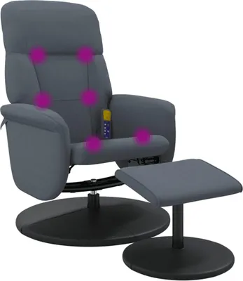 Produktbild von vidaXL Massagesessel mit Fußhocker Dunkelgrau Samt