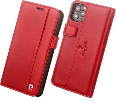 Produktbild von Pierre Cardin Apple iPhone 11 Pro Red Book type case - Genuine Leather