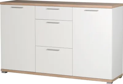 Produktbild von Germania Sideboard "GW-TOP" in Weiß/Absetzung Sonoma-Eiche-Nachbildung, 144 x 88 x 40 cm (BxHxT), 3201-178