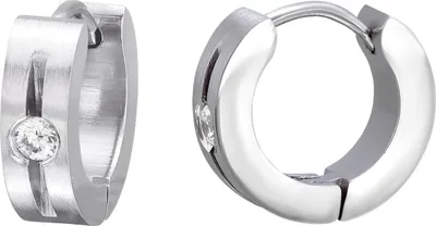 Produktbild von 316L Chirurgenstahl Klappcreolen Ohrringe 13mm mit Zirkonia