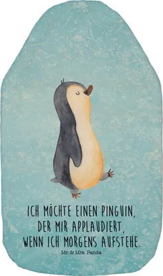 Produktbild von Mr. & Mrs. Panda Wärmekissen Pinguin marschieren - Eisblau - Geschenk, heißwasserbeutel, Wärmflasche, Spazieren, Unausgeschlafen, Aufstehen, naturkautschuk, Frühaufsteher